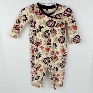 Tea Collection Baby Girl Floral Romper Size 6–12 Months Long Sleeve Cotton